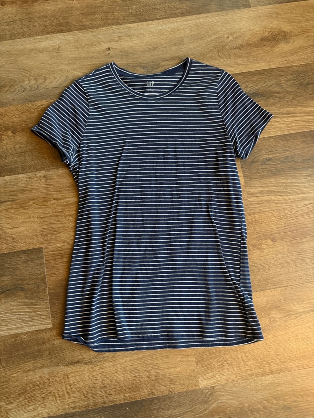 GAP Navy and White Striped Crew Neck Tee